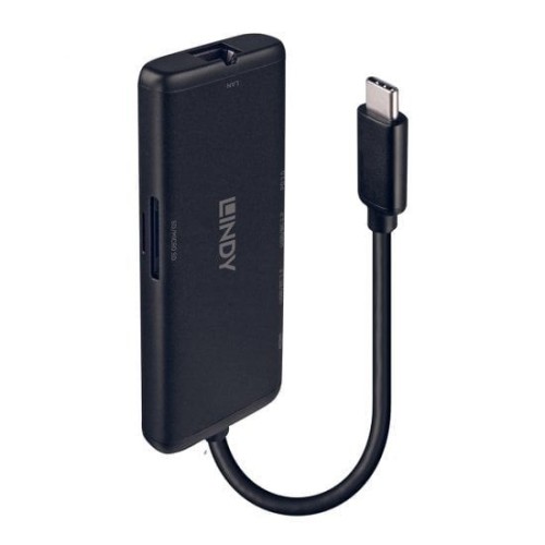 Lindy 43358 base para portátil y replicador de puertos alámbrico usb 3.2 gen 1 (3.1 gen 1) type-c negro