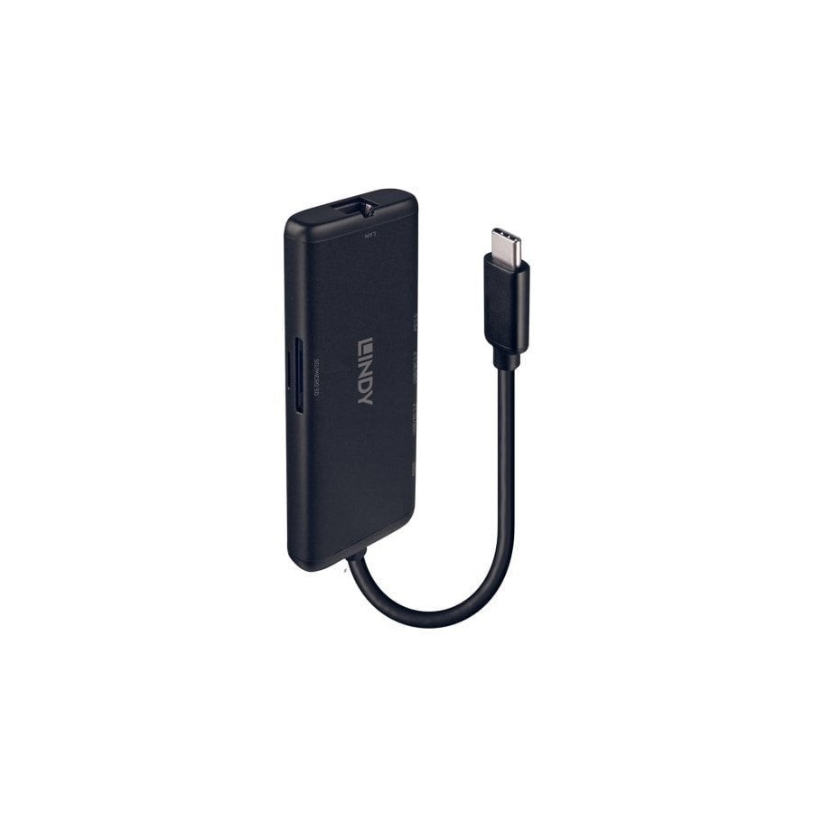 Lindy 43358 base para portátil y replicador de puertos alámbrico usb 3.2 gen 1 (3.1 gen 1) type-c negro