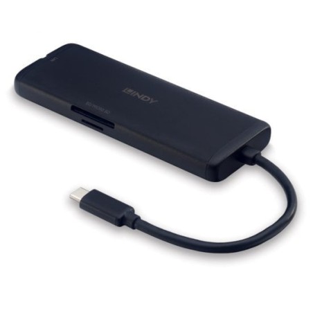 Lindy 43358 base para portátil y replicador de puertos alámbrico usb 3.2 gen 1 (3.1 gen 1) type-c negro