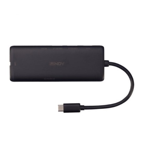 Lindy 43358 base para portátil y replicador de puertos alámbrico usb 3.2 gen 1 (3.1 gen 1) type-c negro