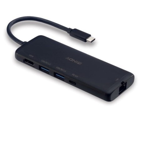Lindy 43358 base para portátil y replicador de puertos alámbrico usb 3.2 gen 1 (3.1 gen 1) type-c negro