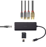 Lindy 43358 base para portátil y replicador de puertos alámbrico usb 3.2 gen 1 (3.1 gen 1) type-c negro