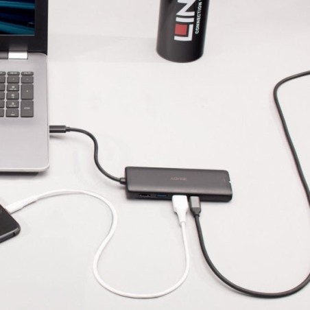Lindy 43358 base para portátil y replicador de puertos alámbrico usb 3.2 gen 1 (3.1 gen 1) type-c negro