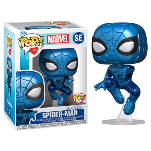 Figura pop marvel make a wish spiderman metallic