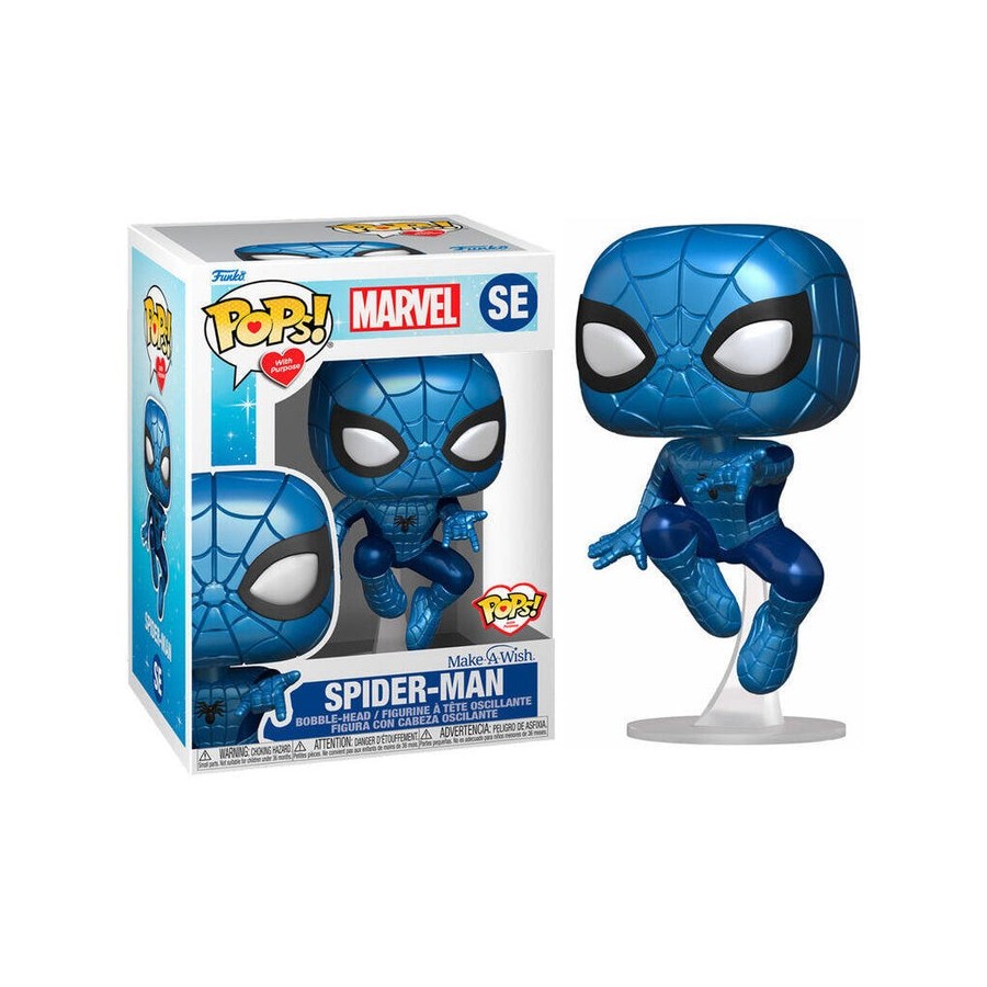 Figura pop marvel make a wish spiderman metallic