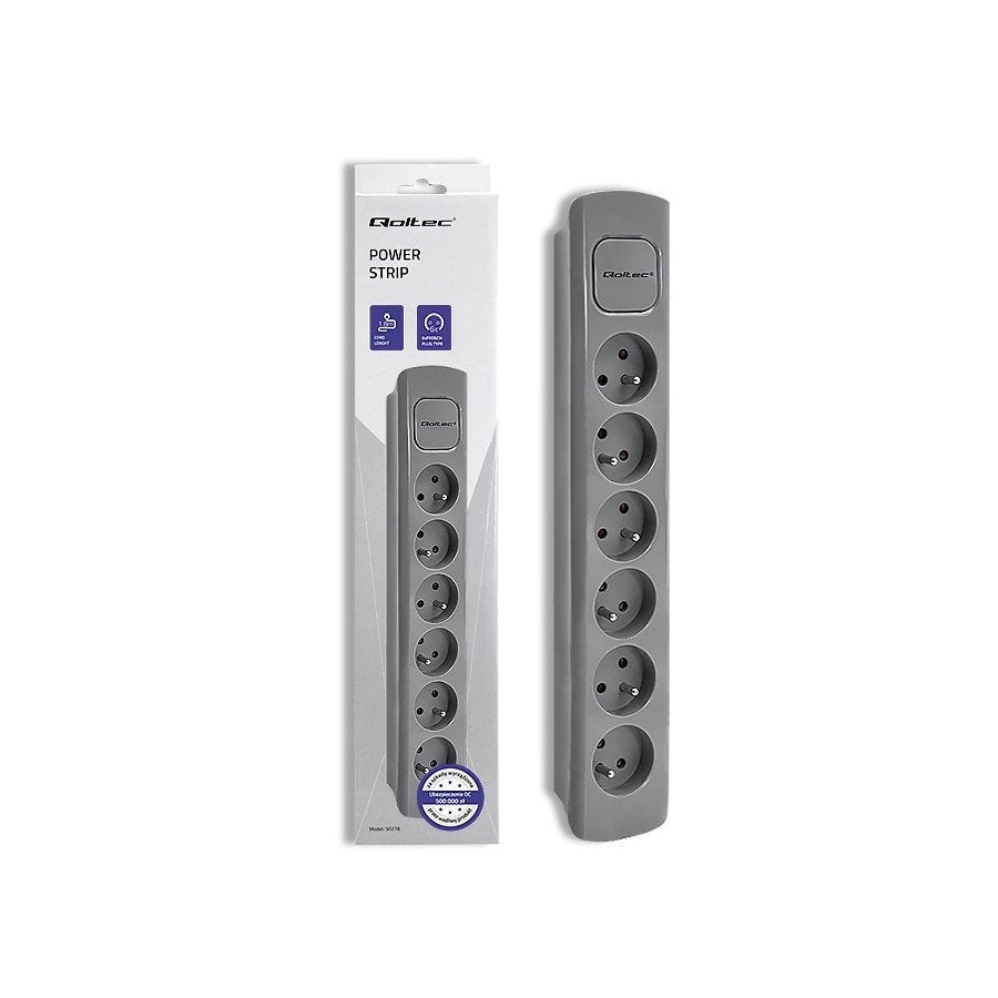 Regleta qoltec 50277 power strip 6 sockets 1.8m grey