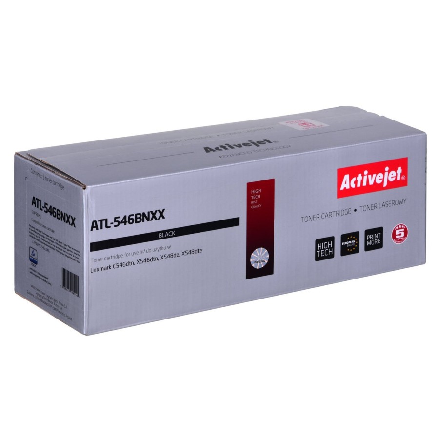 Activejet cartucho de tóner atl-546bnxx para impresoras lexmark reemplazo de lexmark c546u1kg supreme 8000 páginas negro