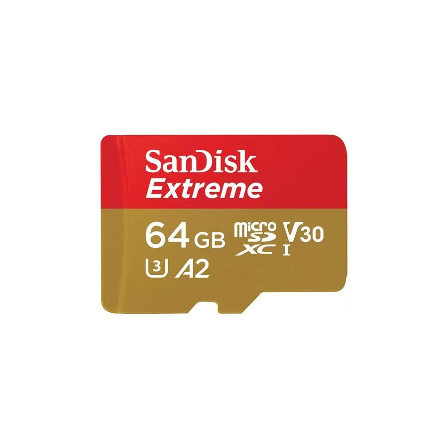 Sandisk micro sdxc extreme 64gb 170/80 mb/s a2 c10 v30 uhs-i u3 sdsqxah-064g-gn6ma