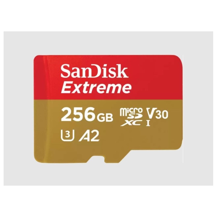 Sandisk micro sdxc extreme 256gb 190/130 mb/s a2 c10 v30 uhs-i u3 sdsqxav-256g-gn6ma