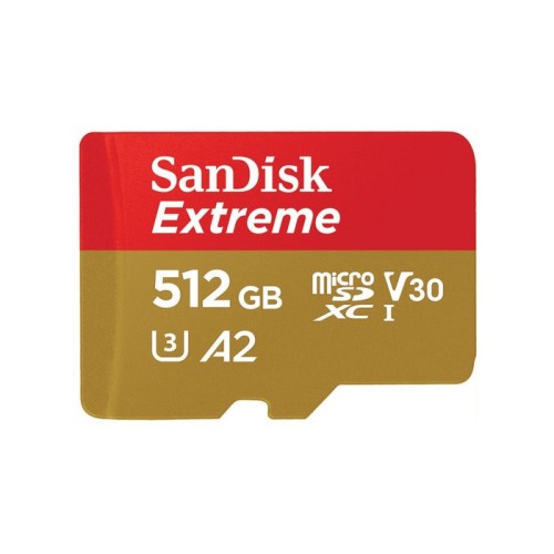Sandisk micro sdxc extreme 512gb 190/130 mb/s a2 c10 v30 uhs-i u3 sdsqxav-512g-gn6ma