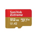 Sandisk micro sdxc extreme 512gb 190/130 mb/s a2 c10 v30 uhs-i u3 sdsqxav-512g-gn6ma