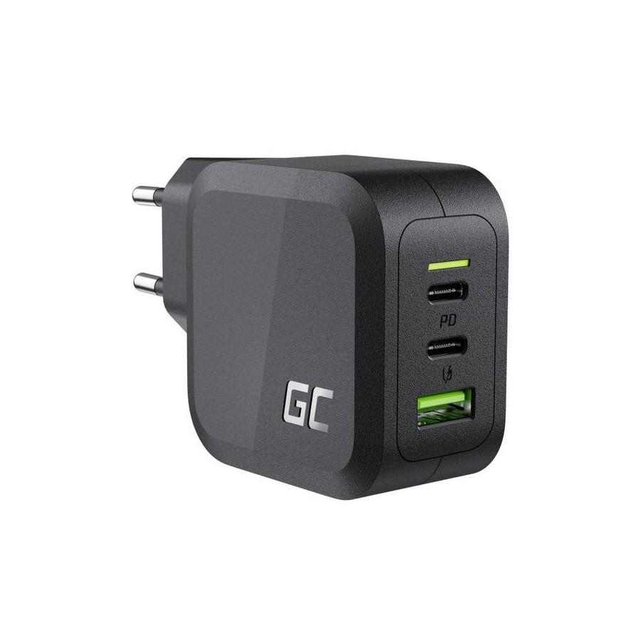 Green cell cargador powergan 65w 2x usb-c pd 1x usb-a uc gan
