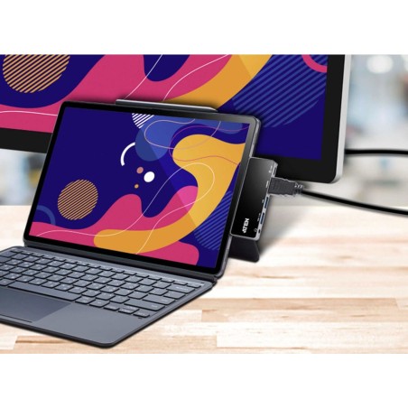 Aten uh3238 travel dock 5 usb-c con paso de alimentación