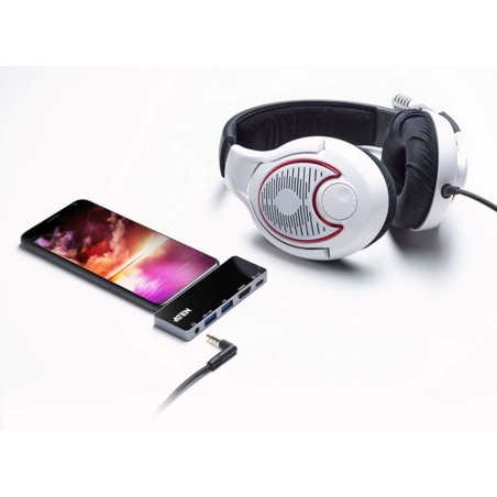 Aten uh3238 travel dock 5 usb-c con paso de alimentación