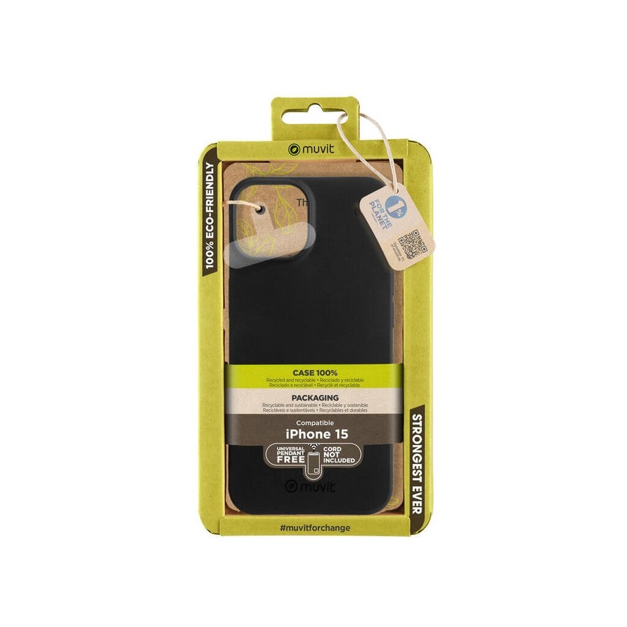Muvit for change funda recycletek compatible con apple iphone 15 negra