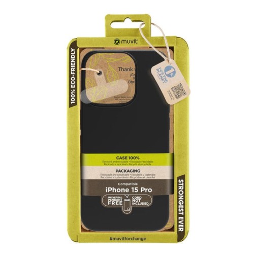 Muvit for change funda recycletek compatible con apple iphone 15 pro negra
