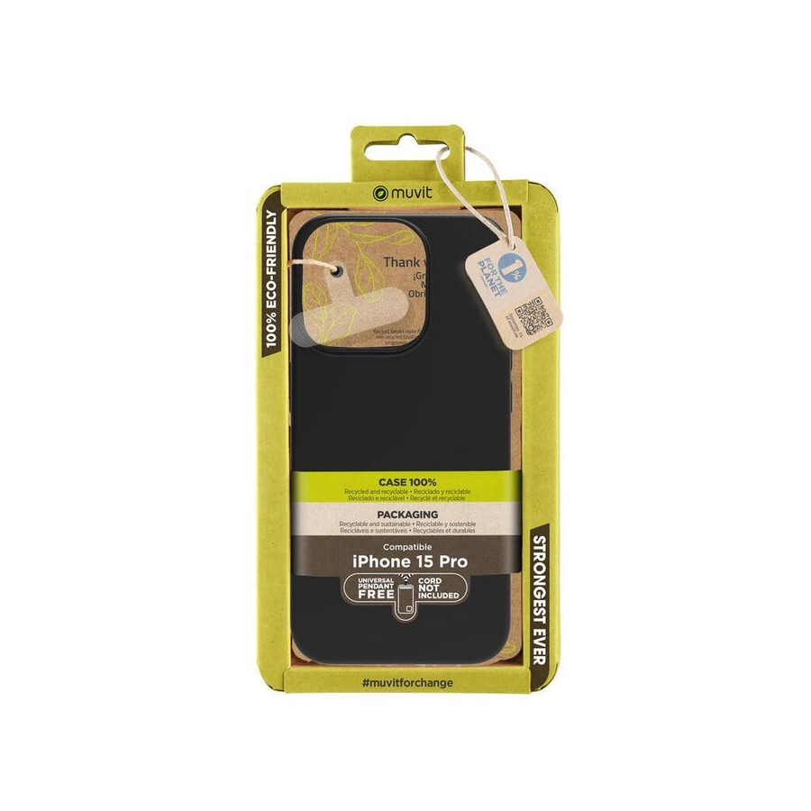 Muvit for change funda recycletek compatible con apple iphone 15 pro negra