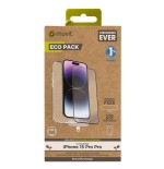Muvit for change funda compatible con apple iphone 15 pro max + protector de pantalla vidrio templado plano marco negro