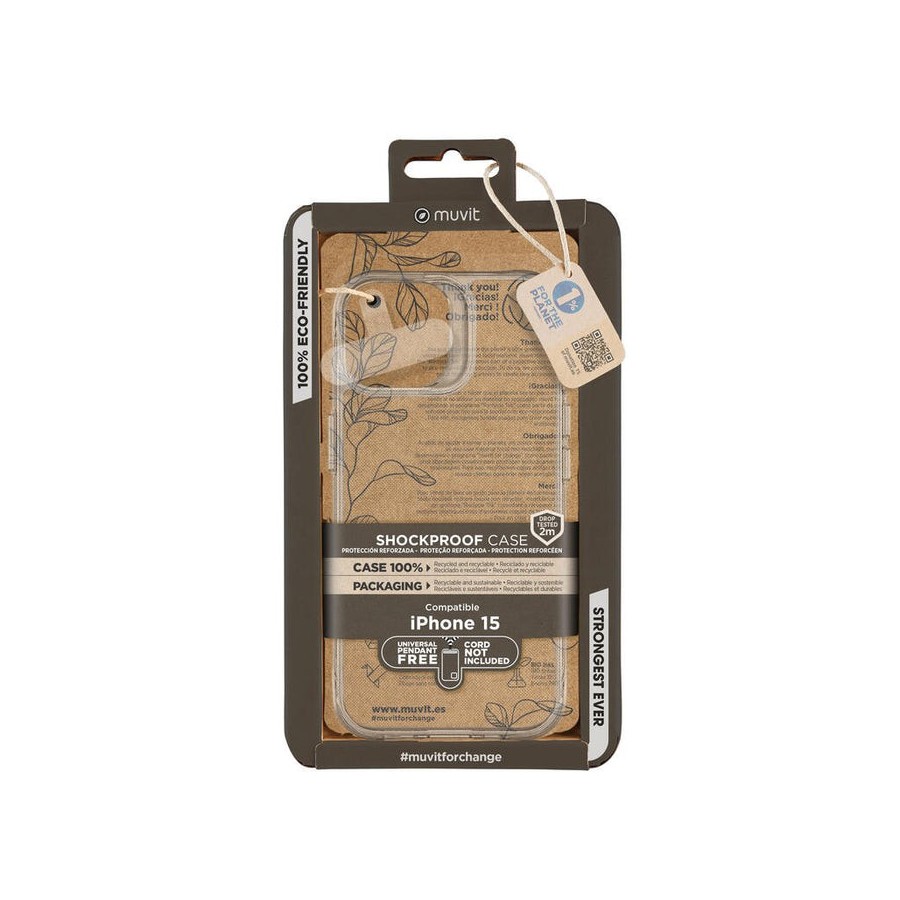Muvit for change funda shockproof 2m compatible con apple iphone 15 transparente