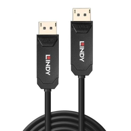 Lindy 38525 cable displayport 10 m negro fibre optic hybrid 2.0 uhbr10
