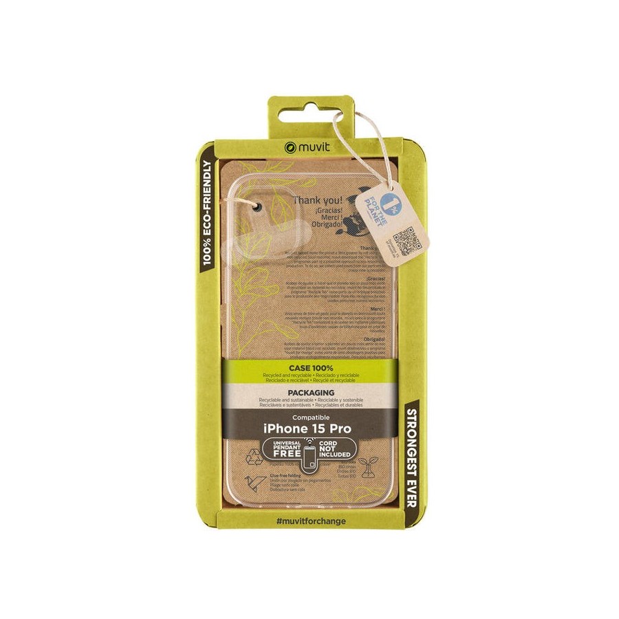 Muvit for change funda recycletek compatible con apple iphone 15 pro transparente