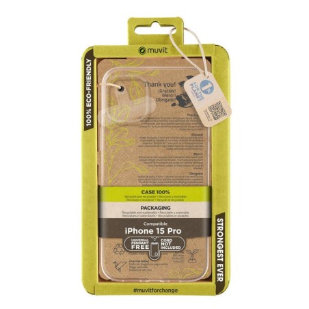 Muvit for change funda recycletek compatible con apple iphone 15 pro transparente