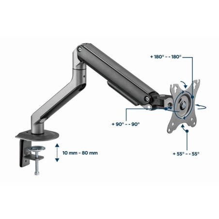 Gembird desk mounted adjustable monitor arm space grey
