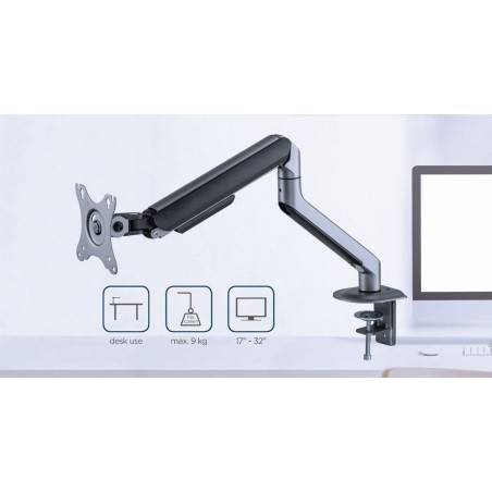 Gembird desk mounted adjustable monitor arm space grey