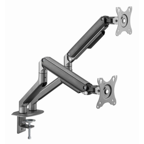 Gembird desk mounted adjustable double monitor arm space grey