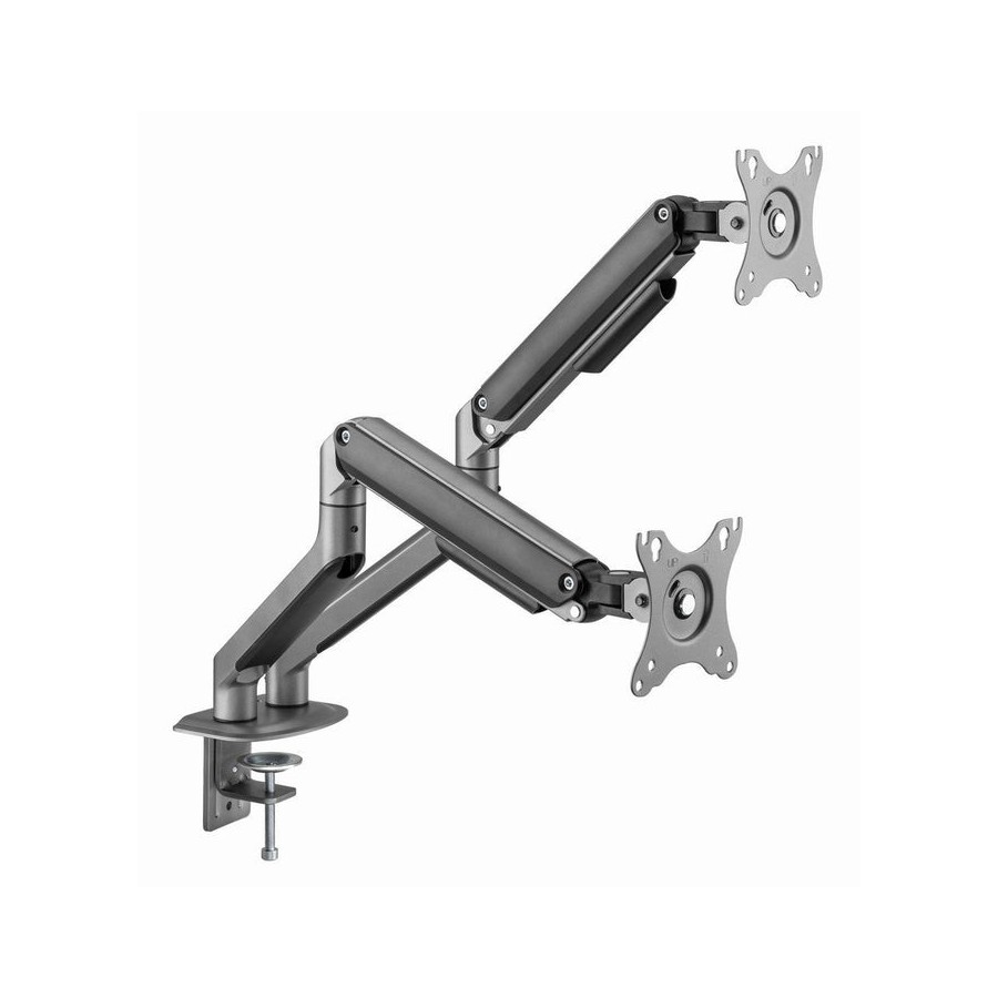 Gembird desk mounted adjustable double monitor arm space grey