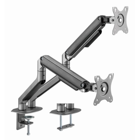 Gembird desk mounted adjustable double monitor arm space grey