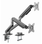 Gembird desk mounted adjustable double monitor arm space grey