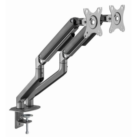 Gembird desk mounted adjustable double monitor arm space grey
