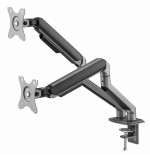 Gembird desk mounted adjustable double monitor arm space grey