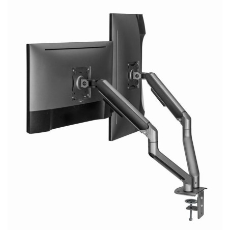 Gembird desk mounted adjustable double monitor arm space grey