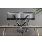 Gembird desk mounted adjustable double monitor arm space grey