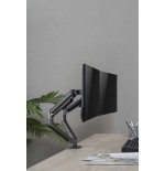 Gembird desk mounted adjustable double monitor arm space grey