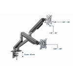 Gembird desk mounted adjustable double monitor arm space grey