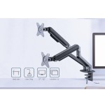 Gembird desk mounted adjustable double monitor arm space grey