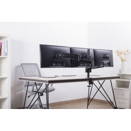 Gembird desk mounted adjustable mounting arm for 3 monitors - full-motion