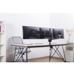 Gembird desk mounted adjustable mounting arm for 3 monitors - full-motion