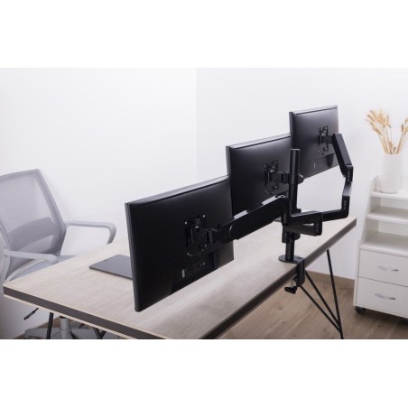 Gembird desk mounted adjustable mounting arm for 3 monitors - full-motion