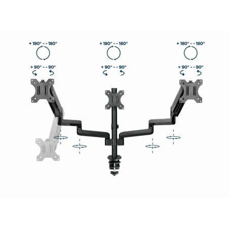 Gembird desk mounted adjustable mounting arm for 3 monitors - full-motion