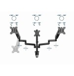 Gembird desk mounted adjustable mounting arm for 3 monitors - full-motion
