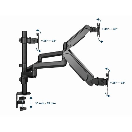 Gembird desk mounted adjustable mounting arm for 3 monitors - full-motion