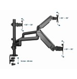 Gembird desk mounted adjustable mounting arm for 3 monitors - full-motion