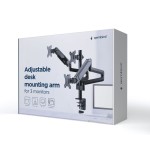Gembird desk mounted adjustable mounting arm for 3 monitors - full-motion