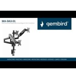 Gembird desk mounted adjustable mounting arm for 3 monitors - full-motion
