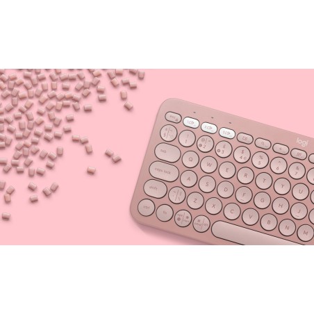 Teclado  español logitech pebble keys 2 k380s rf wireless + bluetooth qwerty rosa