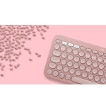 Teclado  español logitech pebble keys 2 k380s rf wireless + bluetooth qwerty rosa